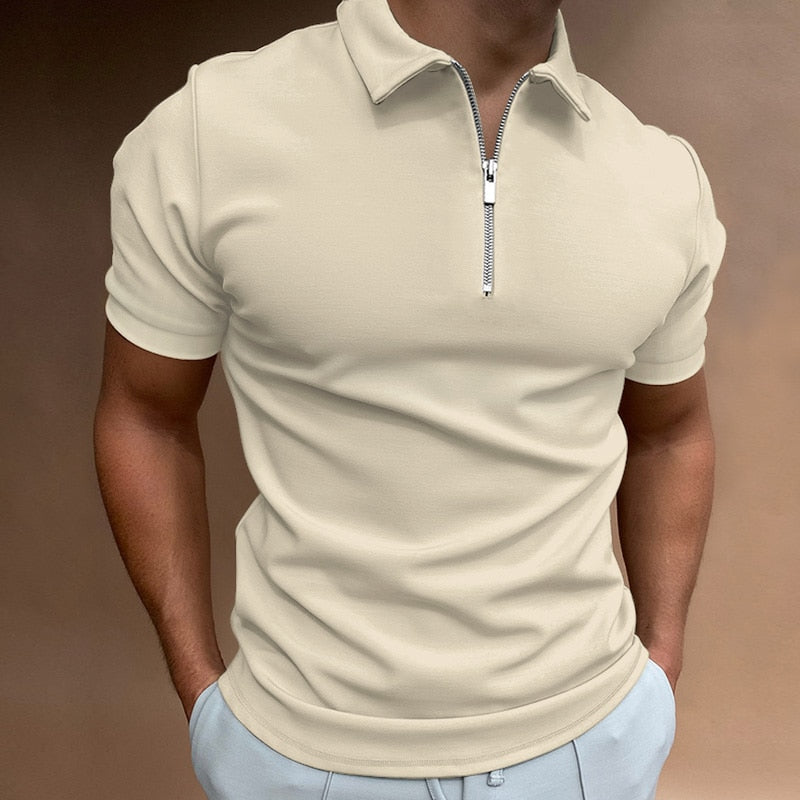 ENZO | Polo da uomo con mezza zip