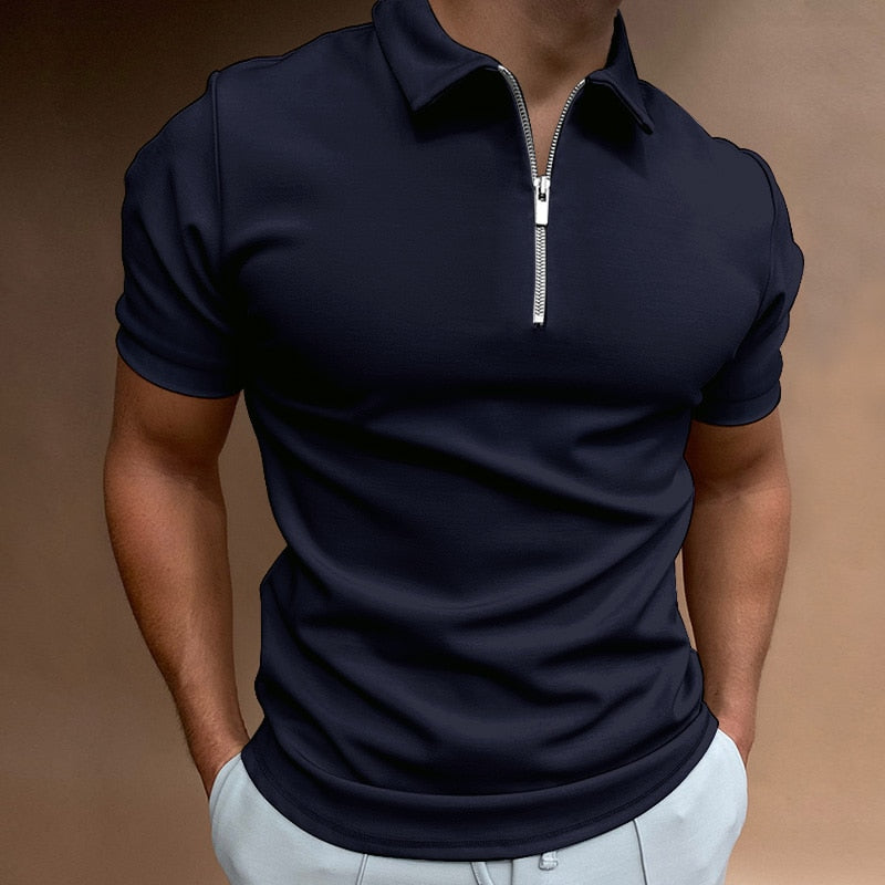 ENZO | Polo da uomo con mezza zip