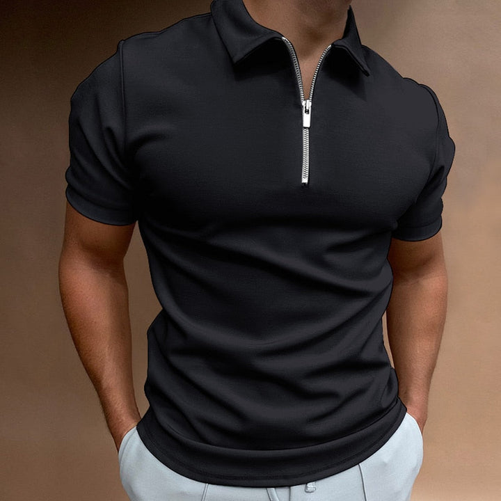 ENZO | Polo da uomo con mezza zip