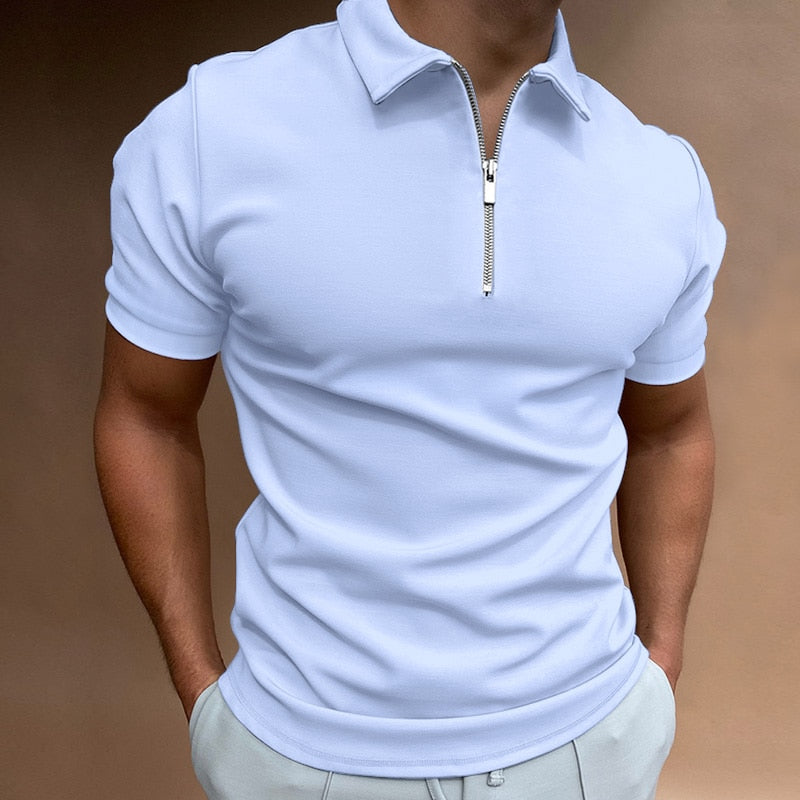 ENZO | Polo da uomo con mezza zip