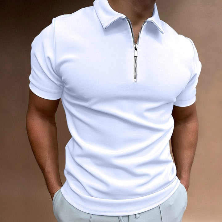 ENZO | Polo da uomo con mezza zip