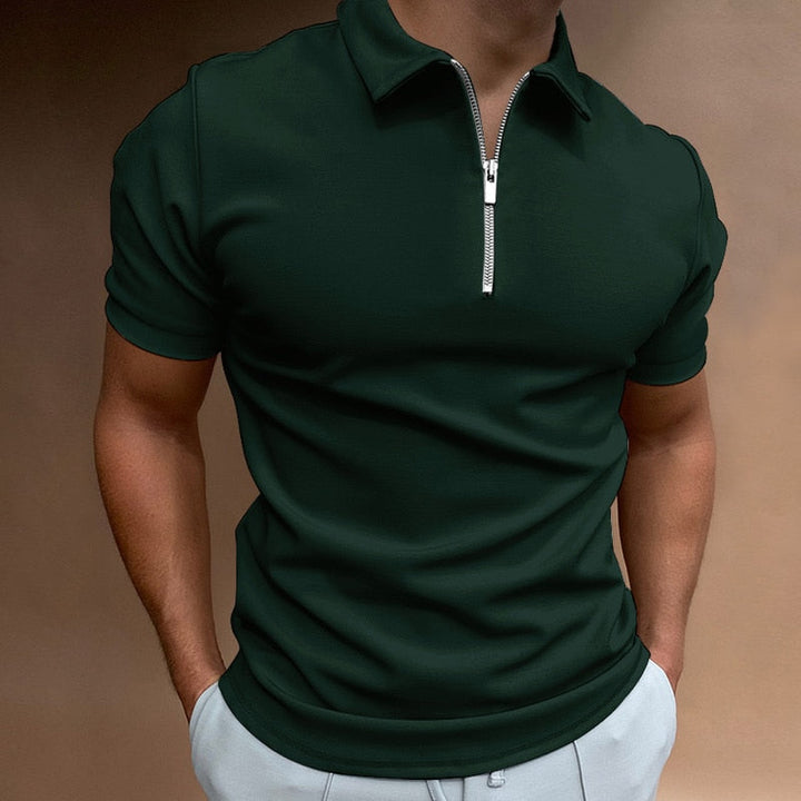 ENZO | Polo da uomo con mezza zip